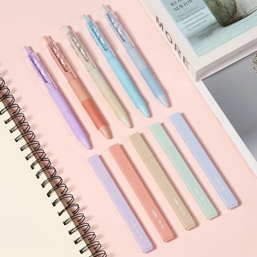 Mr. Pen Ästhetische Textmarker und Gelstifte, Pastellfarben, Bibel-Textmarker, kein Verlaufen, schwarze Tinte, Gelstifte, Gelstifte, 10 Stück