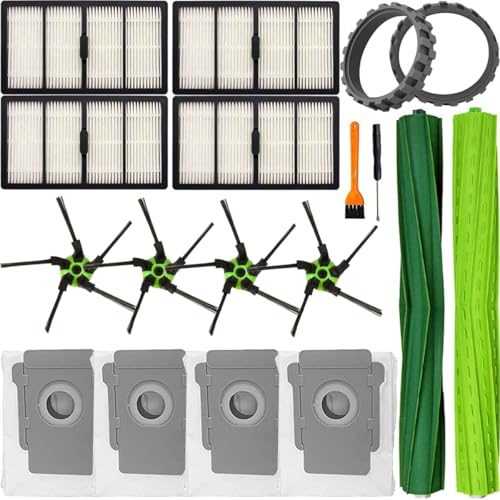EATBALE Accessoires kit pour iRobot Roomba S9 (9150) Plus S9+ (9550) aspirateur, Pièces de rechange 4 filtres Haute efficacité, 2 Brosses en Caoutchouc, 4 brosses latérales, 4 sacs à poussière