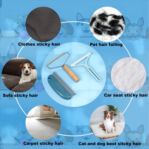 Pet Hair Remover 3 Pack - Portable Clothes Hair Remover, Reusable Pet Cat And Dog Hair Remover, Hair Ball Fast Epilator To Protect Sofas, Carpets, Floor Mats - With Storage Bag #TOP5