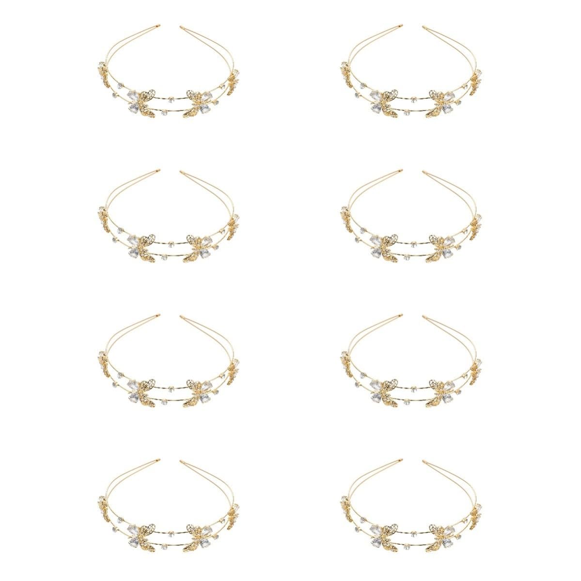 8 Piezas Diadema de Lazo Gemas de Imitación, Tocado Elegante