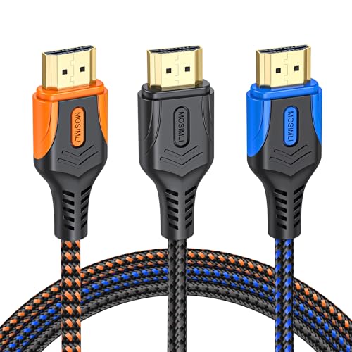 Image of 4K HDMI Cable 3FT 3-Pack(Tri-Color), High Speed 18Gbps HDMI 2.0 Cable with Braided Nylon, Support 4K@60Hz & 2K@240Hz, ARC, HDR10, Dolby, DTS, HDCP 2.2 for PS5, Soundbar, TV, Monitor, Laptop