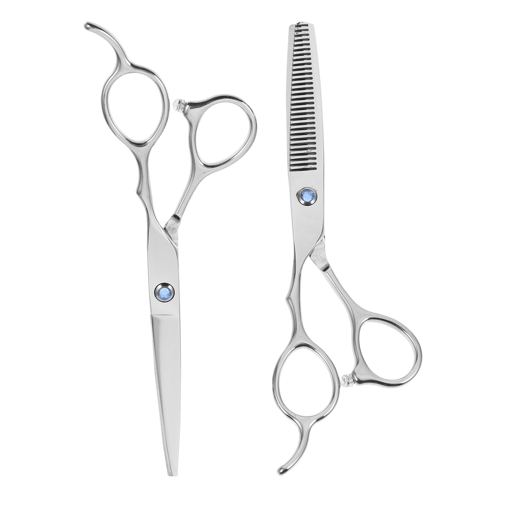 Ipetboom Forbici Argento Chioma 2 Pezzi per Mancini in Acciaio Inossidabile Design Ergonomico Set Professionale per Uso Amatoriale e Parrucchieri