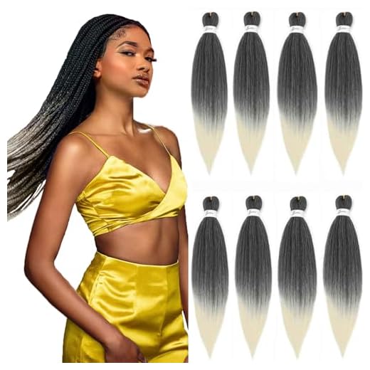 Pre Stretched Braiding Hair 24 Inch - 8 Packs Ombre Blonde Braids Synthetic Hair Extensions Professional Crochet Braid Neat Soft EZ Braids for Braiding Weave Yaki Straight
