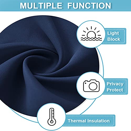RYB HOME Large Curtains for Living Room 84 inches Length, Blackout Privacy Room Divider Curtains for Doorway Closet Basement Patio Door Bay Window, W 70 x L 84, Navy Blue, 2 Panels