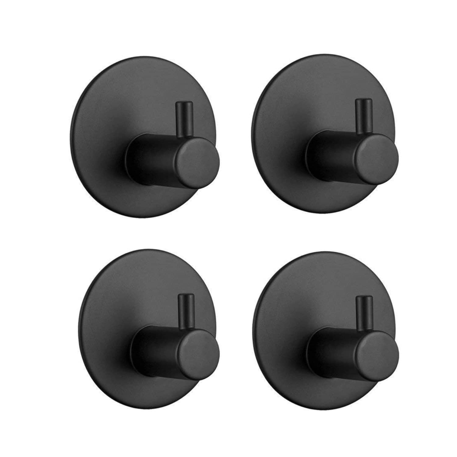 Feligio Ganci Adesivi Bagno 4 Pezzi, Appendi Accappatoio Bagno in Acciaio Inox 304, Appendi Presine Cucina per Camera da Letto Soggiorno, Nero
