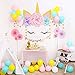 Sayala Licorne Thématique Fond / Tête de Licorne Mignon avec des Fleurs Fond Décors Fête d'anniversaire Douche de bébé Enfants des Gamins Filles Bannière