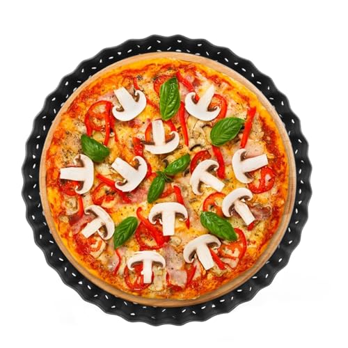 Agatige Pizza Pan with Holes for Oven, Non-stick Bakeware Pizza Tray Black Pizza Pan with Removable Bottom for Make Kinds of Pizzas or Pies (5 in)