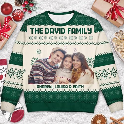 IZI POD Custom Ugly Christmas Sweatshirt, Funny Photo Christmas Sweatshirt, Gift for Men, Women, Family Member, Christmas2