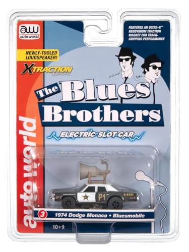 Auto World X-Traction Blues Brothers Dodge Monaco Slot Car miniatura 3