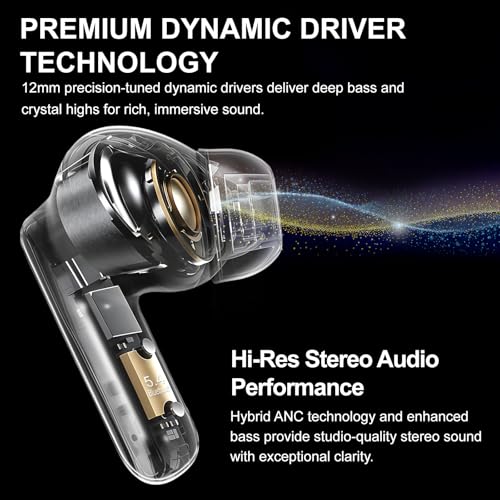 Image of Wireless Earbuds, ANC /ENC Noise Cancelling Earbuds with Touch Screen, Bluetooth 5.4 Ear Buds with LED Charging Case, 40H Stereo Sound, IPX7 Waterproof Earphones with 6 EQ Modes for iOS Android (Black)