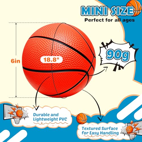 Image of Iyoyo Mini Basketball Set - 5 Pack 6 inch Small Balls with Pump, Over The Door Mini Hoop Replacements, Toy for Toddlers, Kids, Teenagers, Pool, Indoors, Outdoors