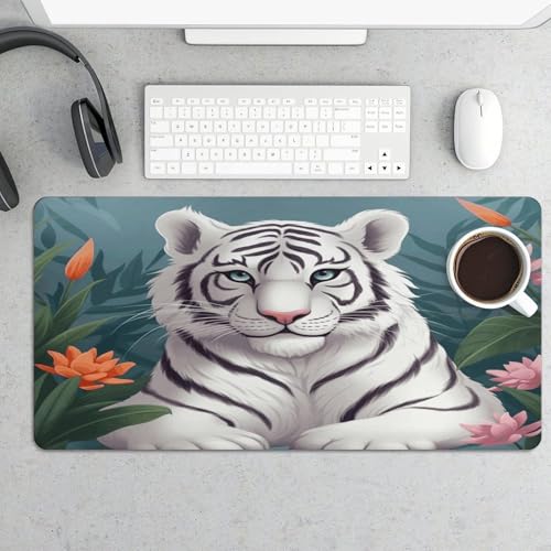 Alfombrilla de escritorio grande de goma estilo blanco miniatura 5