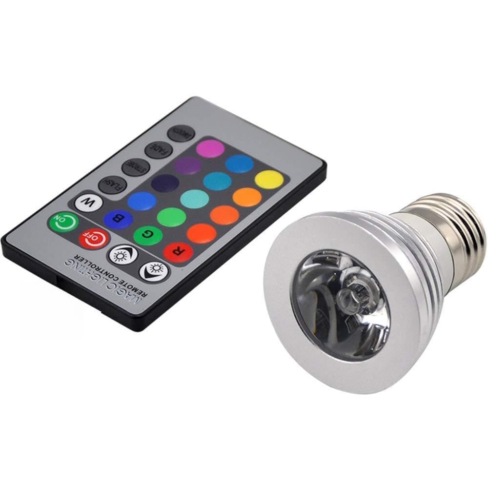Chao Zan 3W (E27 Base) 3W E27 Color Rgb Led Light Bulb With Wireless Remote Control, 16 Colour Changing Led Edison Light Mood Lighting Spot Light For Home Decoration Party