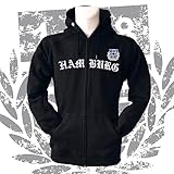 65% Baumwolle & 35% Polyester 1887 Streetwear Kapuzenjacke Zipper Zip Hoodie Old HH, schwarz