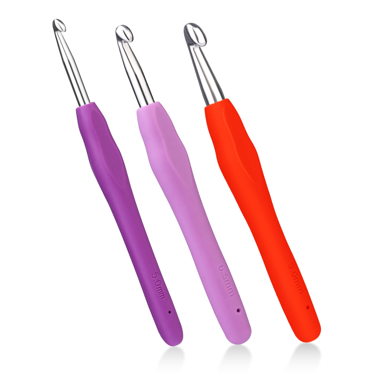 Häkelnadeln Set, 3 Stück 5/6.5/9 mm Ergonomische Häkelnadel