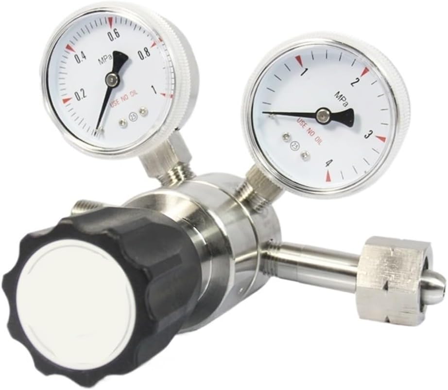 1PCS Single Stage SS316L 4000PSI Inlet 500PSI Outlet Gas Propane Regulator with Two Pressure Gauges(Ss316L,CO2)