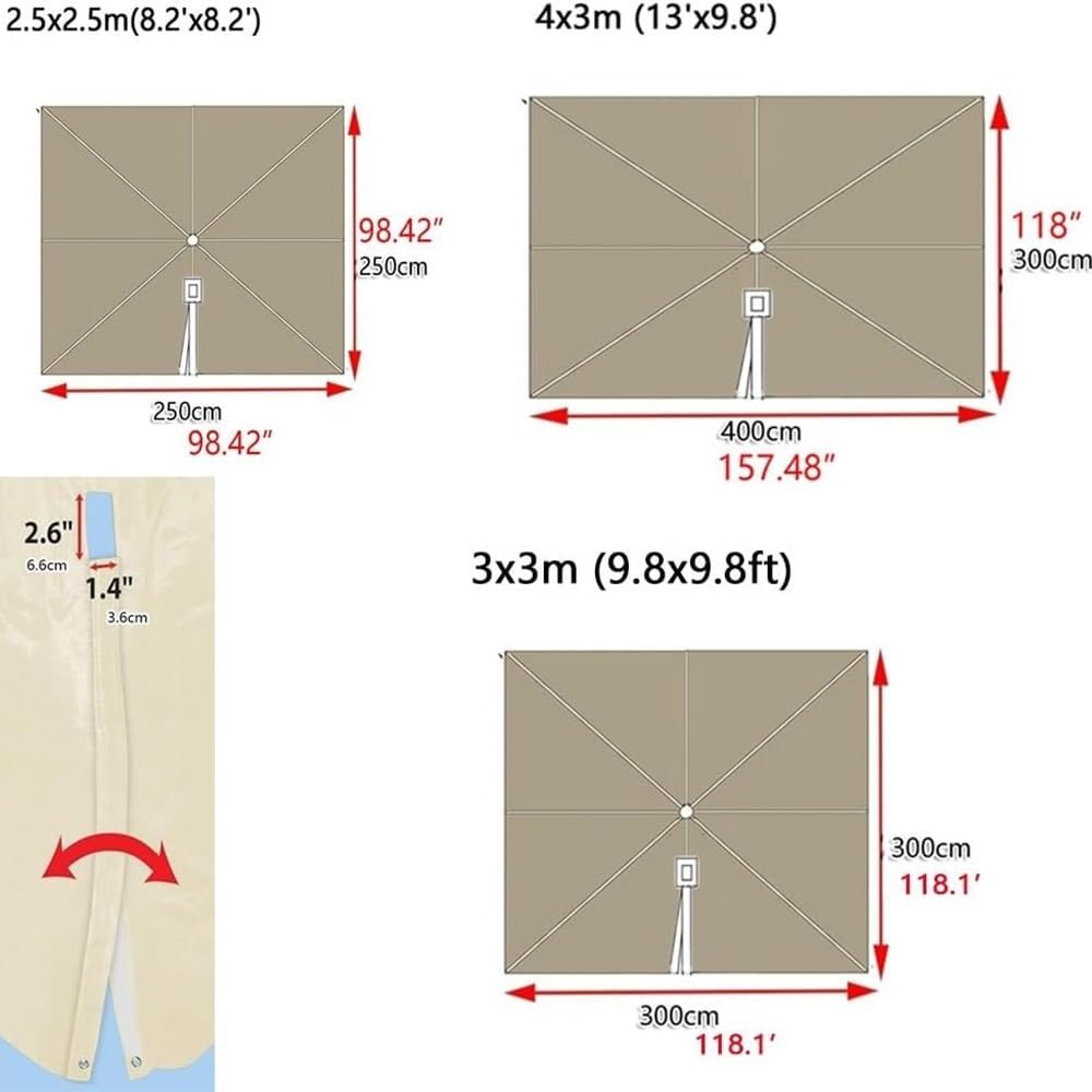 Telo di Ricambio per Ombrellone a Sbalzo Rettangolare 3x4m Anti-UV 8 Stecche Sand
