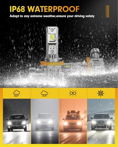 Image of FAHREN H11 9005 LED Bulbs Combo, ๐ฎ๐ฌ๐ฌ,๐ฌ๐ฌ๐ฌ๐๐ ๐ฎ๐ฌ๐ฌ๐ฌ% Ultra Brightness, H11 /H9 /H8 9005 /HB3 Fog Lights with Cooling Fan, 6500K Cool White,1:1 Mini Hid Light, Plug and Play, Pack of 4