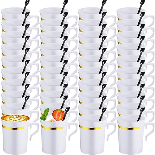 Cups Bulk With Handle And Spoon, 8 Oz Reusable Teacups With 