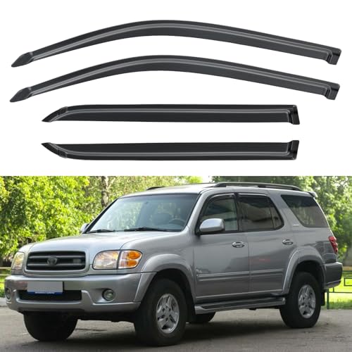 Image of Window Visors Rain Guards Shield for 2001-2007 Toyota Sequoia, Out-Channel Window Vent Wind Deflectors Visors Shades for 01-07 Sequoia