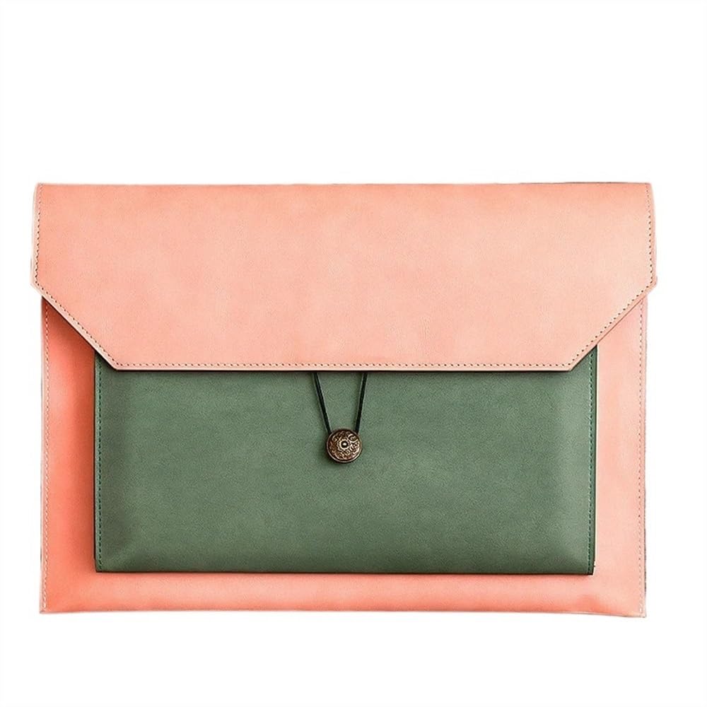 Cartella di file Borsa for documenti in pelle for in carta A4 for cartelle Informazioni for aziendali Valigetta for banconote(Pink)