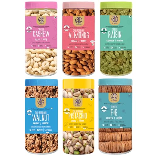 41 Foods Premium Dry Fruits Combo of Almonds Cashews Figs Pistachios Raisins and Walnuts | 1.2 KG (200g x 6)