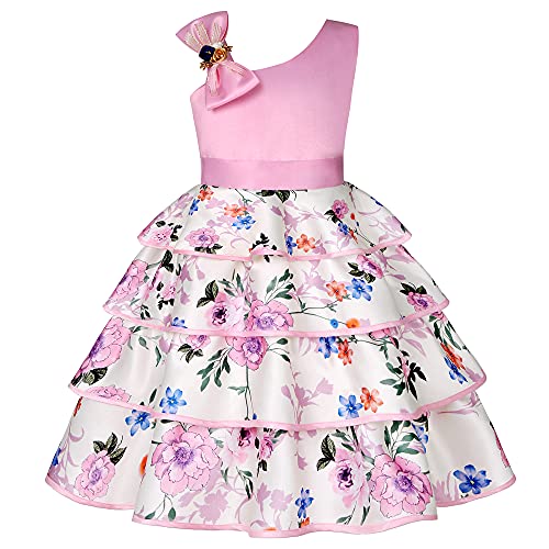 COMISARA Easter Dresses for Little Girls Kids Flower Girl Dress Size 4T 5T Teen Christmas Elegant Paegant Party Wedding Fancy Prom Formal Ball Gown Dresses for Toddler Girls Pink 120