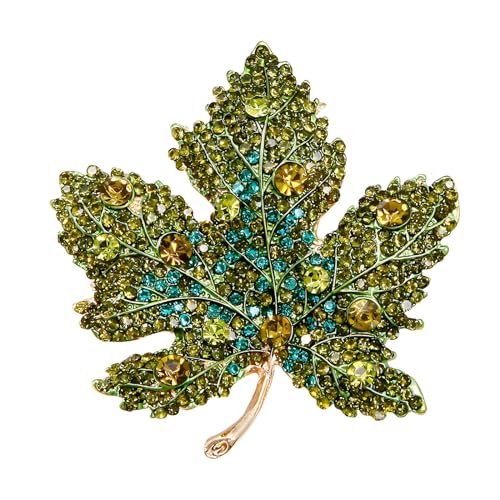 Image of WCRAZYE Rhinestone Maple Brooch Pin for Women Girls Sparkling Full Micro Pave Crystal Fall Thanksgiving Vintage Colorful Maple Leaf Lapel Pin Party Prom Wedding Thanksgiving Jewelry Gift