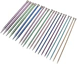 10 Inch Single Pointed Straight Knitting Needles Set, Aluminum Ultra Light Colored Various Sizes Available for DIY Sweater Knitting Projects