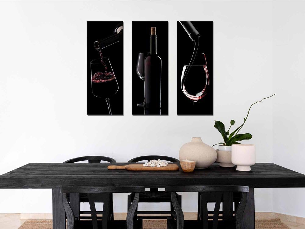 artissimo Glasbild Küche 30x80 cm Bild Küche Rotwein AG5459A – Weinbild Hochformat schmal, Wandbild Wein modern rot schwarz