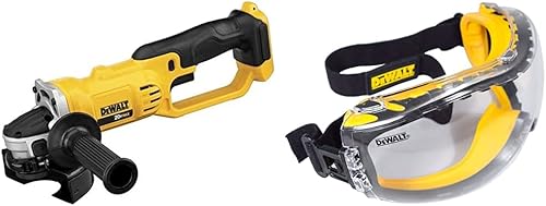 DEWALT Amoladora de iones de litio de 20 V MAX de 4-1/2 pulgadas, solo herramienta con gafas de seguridad (DCG412B y DPG82-11C)