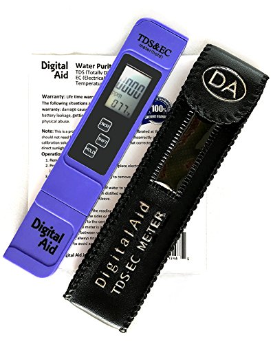Digital Aid Professional TDS, EC & Temperature Meter. 3 in 1. Professional Quality TDS Meter:0-9990ppm. (Purple)