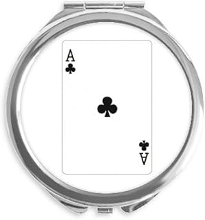Club A Playing Cards Pattern Hand Compact Mirror Round Portable Pocket Glass