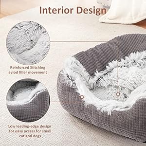   MIXJOY-Dog-Beds-for-Small-Dogs-Rectangle-Cave-Hooded-Blanket-Puppy-Bed-Luxury-Orthopedic-Cat-Beds-for-Indoor-Cats-Warmth-and-Machine-Washable-20-inches-Grey