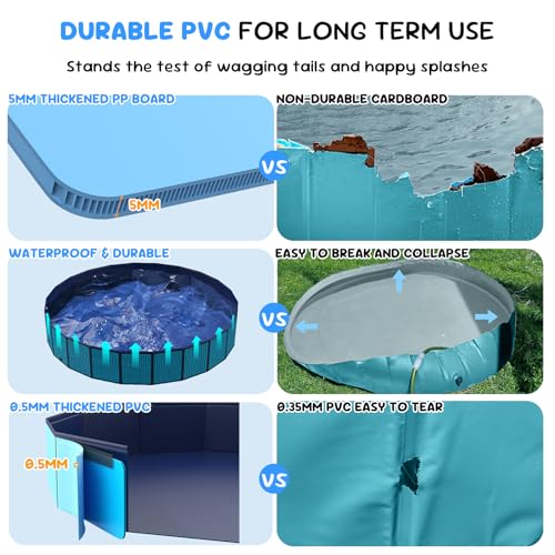 Bilibara 107'' Foldable Dog Pool, Kiddie Pool, Heavy Duty Non-Slip Plastic Pet Wading Pool for Large Dogs, Indoor and Outdoor Kids Pet Dog Bathtub - image 2