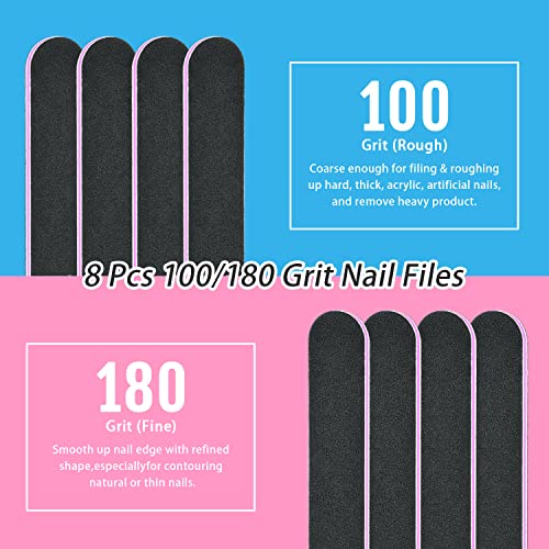 20Pack Nail Files,Tsmaddts Double Sided Emery Board 100/180 Grit Manicure File For Natural Acrylic Artificial Nails Heavy Duty Washable Nail Art File For Girls Women Men #TOP2