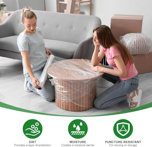 Image of Stretch Wrap, 18 Inch x 2000ft Shrink Wrap Roll, 80 Gauge Stretch Film, Pallet Wrap Stretch Film, Plastic Wrap for Pallet Wrapping Shipping Moving (1PCS)