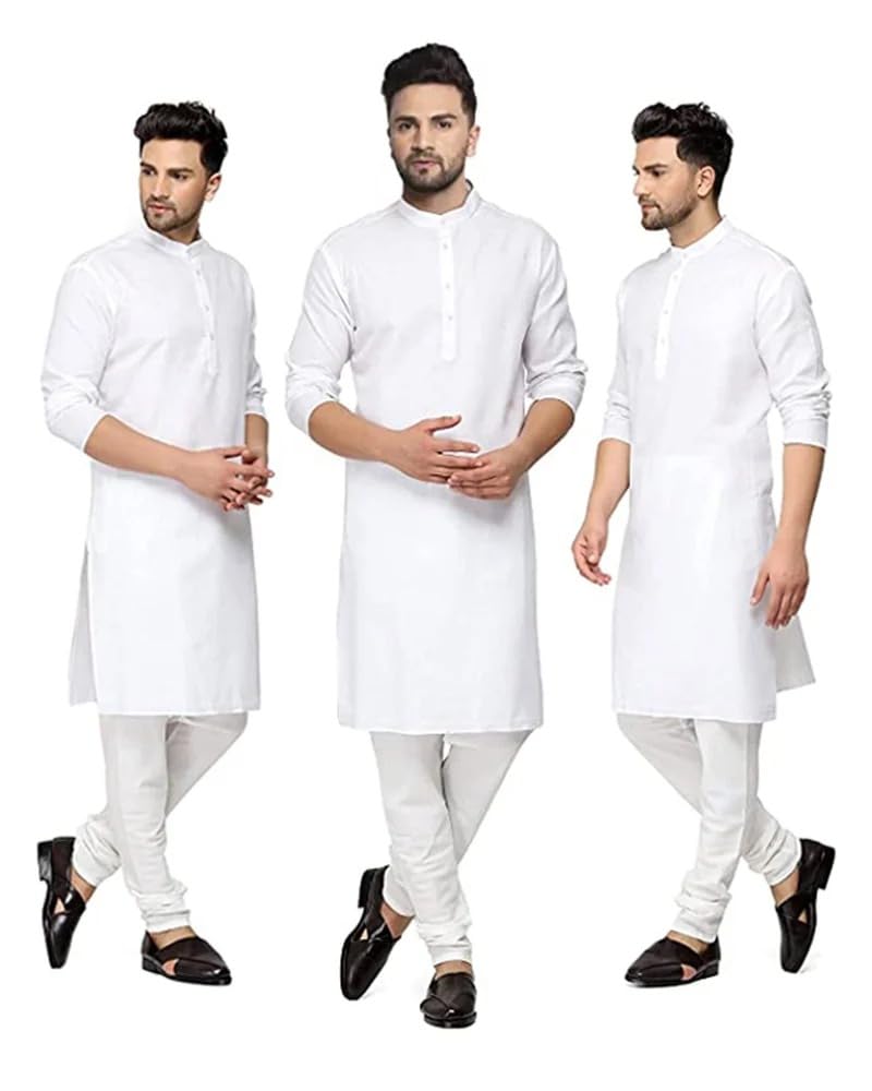 White Cotton with. Kurta Chudidar Full Set Pack of 1-picture-31