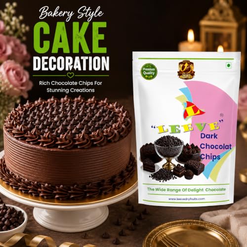 Image of Leeve Dark Chocolate Chips 200g | Chocolate Baking Chips for Cookies, Cakes, Brownies, Muffins, Cupcakes & Dessert Decoration | Rich Chocolate Topping