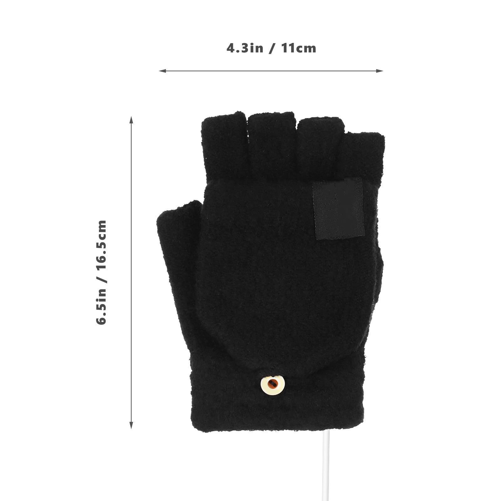 Didiseaon 3 Paia Guanti Riscaldati USB a Dita Libere Neri in Poliestere | Design Mezzo Dito e Muffola, per Scuola e Ufficio, Vestibilità Flessibile