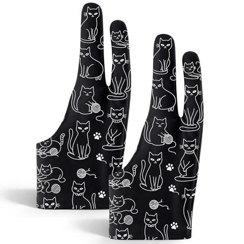 Jecery 2 Pieces Cat Artist Glove 2 Finger for Graphic