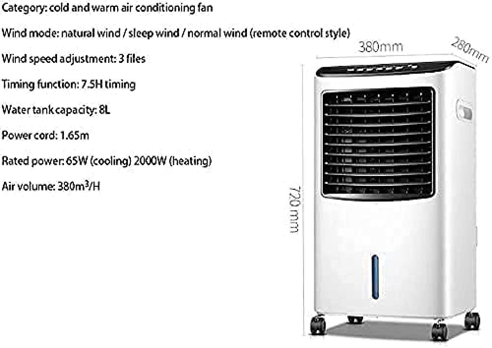 Condizionatore d'Aria per la casa, Ventilatore climatizzatore a Doppia Funzione (Freddo e Caldo), Silenzioso, a Risparmio energetico, Ideale per casa, Ufficio e Camera da