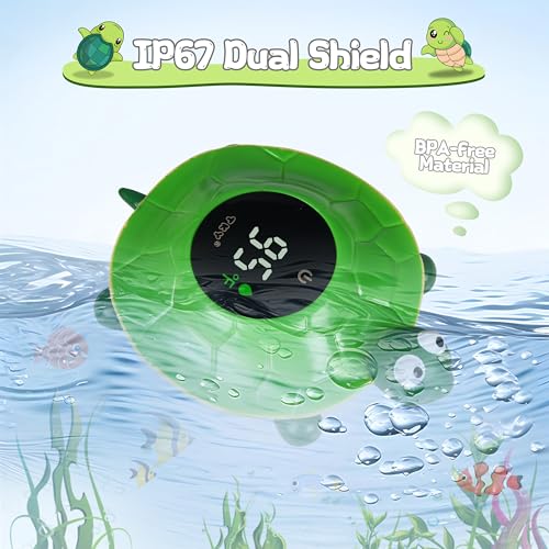 Image of Baby Bath Thermometer - Digital Floating Water Thermometer with LED Display & Color Temperature Alerts, Rechargeable Bath Toy for Infant Bathtub Safety, Newborn Bath Essentials Gift