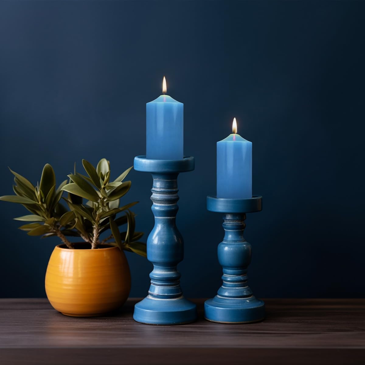 2x3 candele colate a colonna blu a mano
