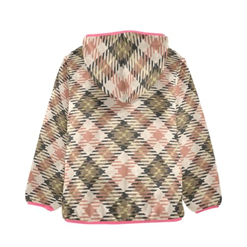 GuoChe Plaid Cream Pink Brown Sherpa Jacket2