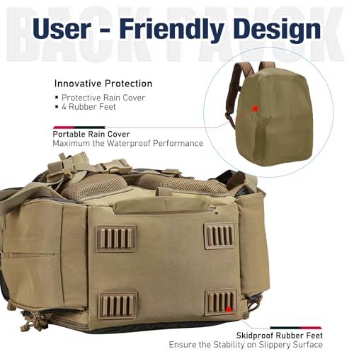 Image of Piscifun Fishing Tackle Backpack with 2 Rod Holders, 4 Boxes & Rain Cover | Multi-pocket storage, fits 3600 /3700 trays, bottle holder, padded straps for bank fishing