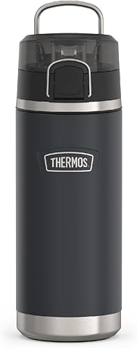 THERMOS ICON SERIES, botella de agua con boquilla, 18 onzas, granito, botella de agua aislada al vacío de acero inoxidable con tapa