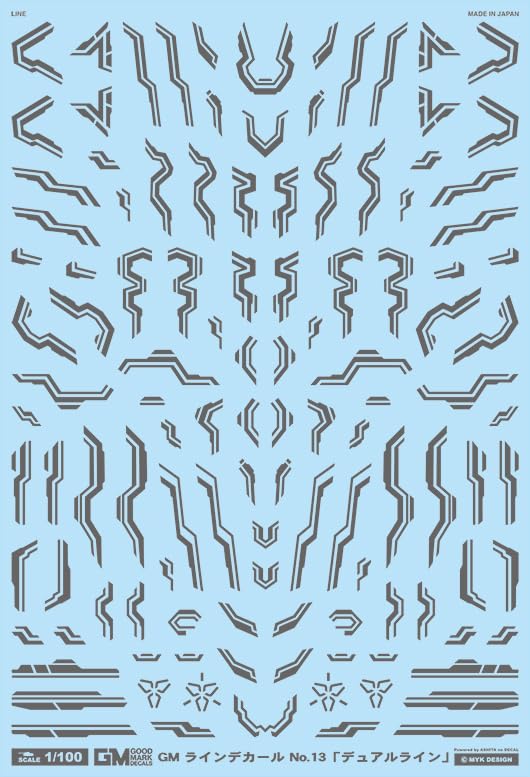 GM Line Decal #13 Dual Line calcomanías Ashita Decal 1/100 contraste gris oscuro azul neón