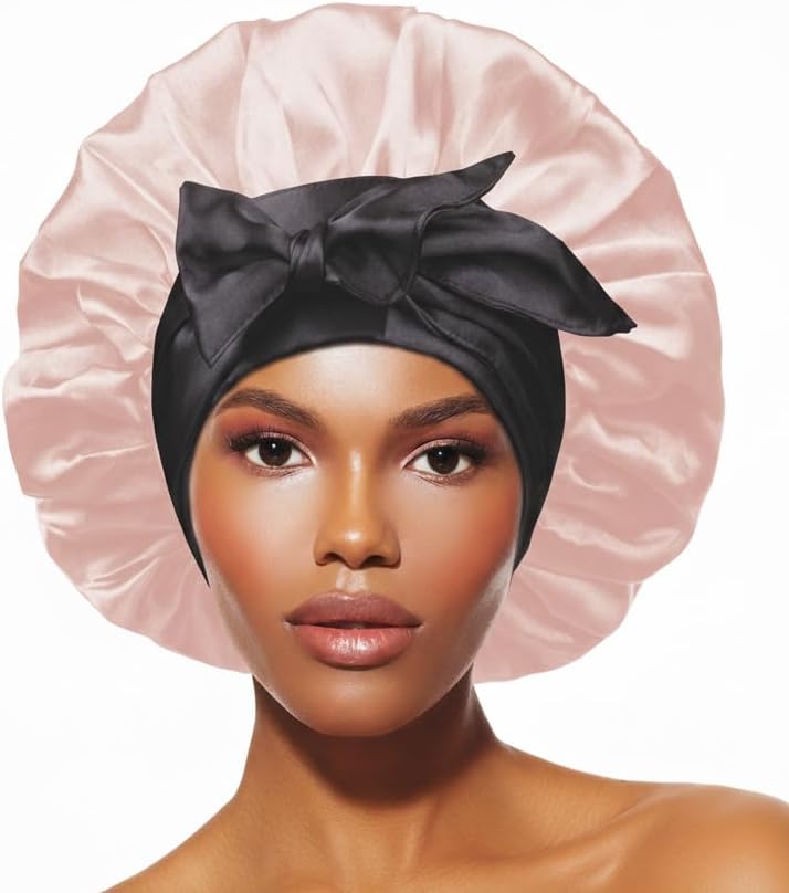 DONNA Glam Adjustable Tie Satin Bonnet for Women, Secure Tie Band for Nighttime Hair Protection