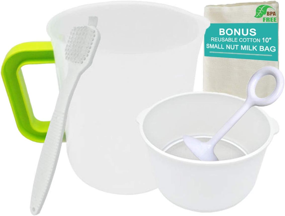 Greek Yogurt Strainer Nut Milk Bag, Toufu Strainer, Fruit Juicing, Sprouting, Stainless Steel Fine Mesh Filter, BPA Free for Food (1.5 Quart Small)